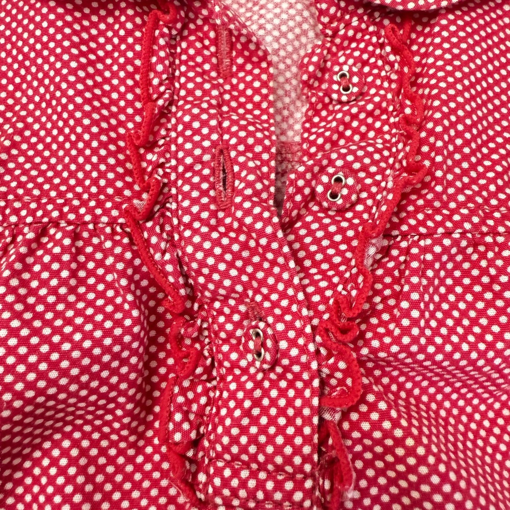 Sprout Toddler Girl Red Polka Dot Dress Size 1 Cotton Ruffle Collar